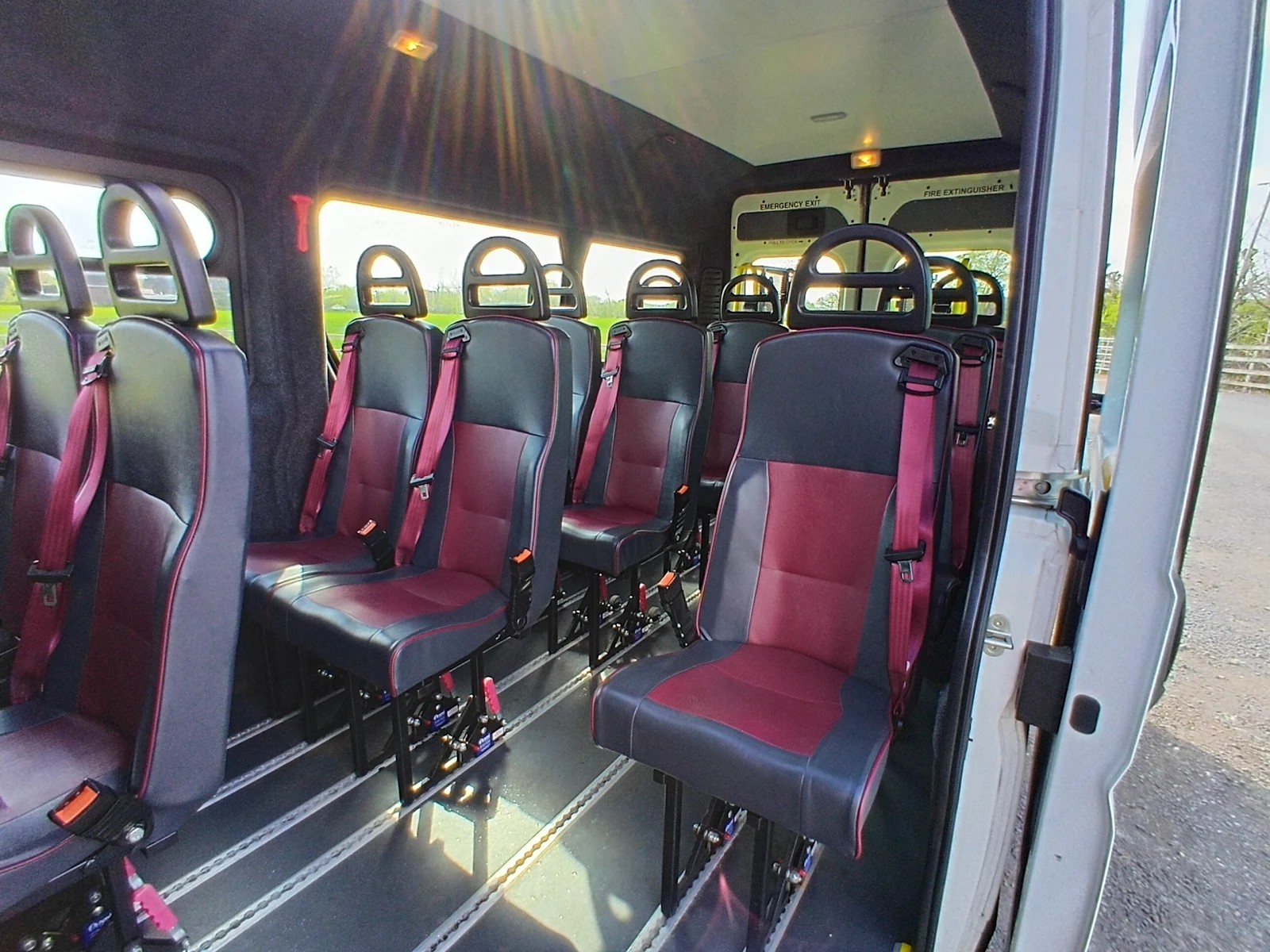Interior seating inside The EDDIE Bus